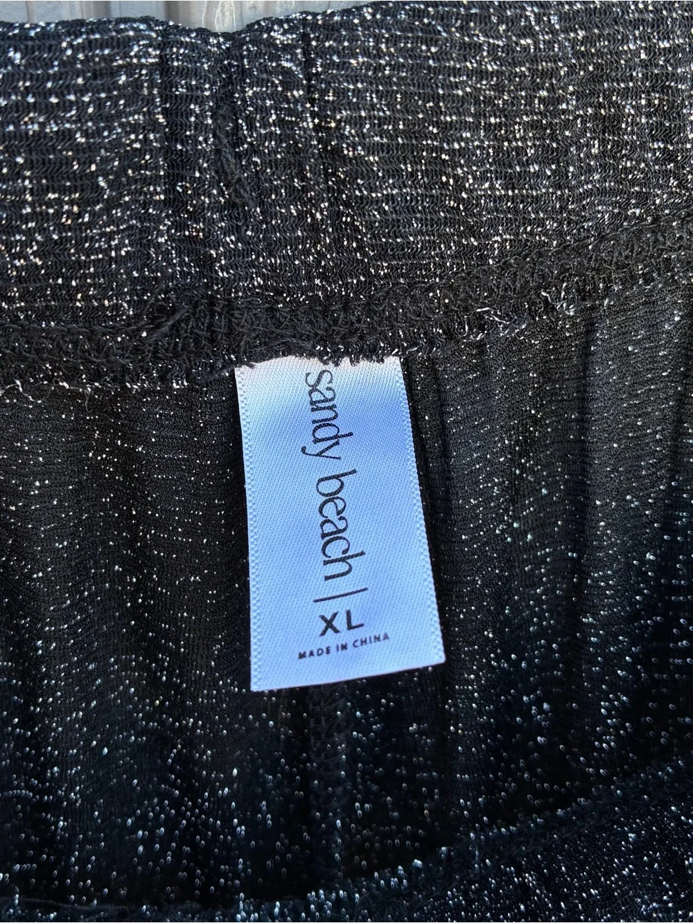 Sandy Beach Swimwear Cover Up Pants XL Wide Leg Black Sheer Sparkly Resortwear